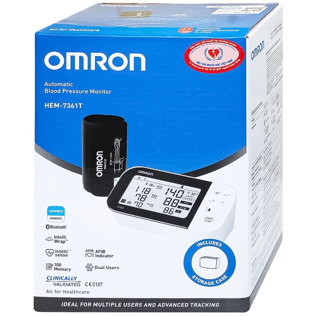 Máy đo huyết áp bắp tay Omron HEM 7361T hỗ trợ đo huyết áp, cảnh báo đột quỵ - Ảnh 3