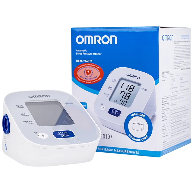 Máy đo huyết áp bắp tay Omron HEM 7143T1, Kết nối Blutooth, hỗ trợ đo huyết áp, nhịp tim