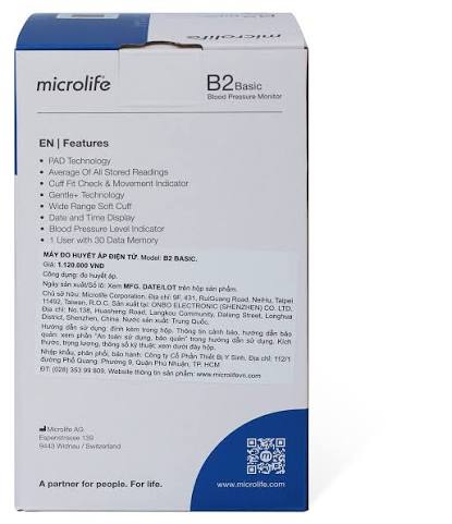Máy đo huyết áp bắp tay Microlife B2 Basic chính hãng - Ảnh 3